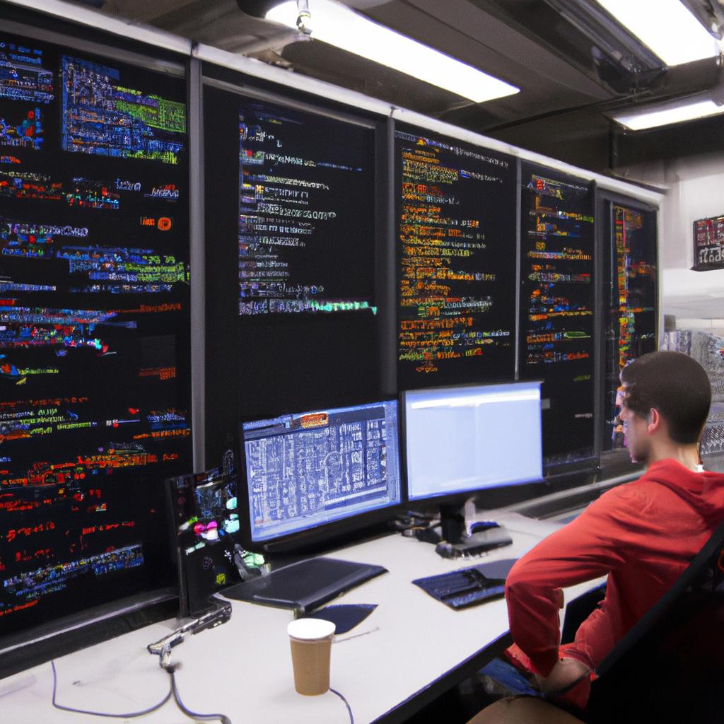 A student immersed in data analysis and programming at the data science lab, Rutgers University.