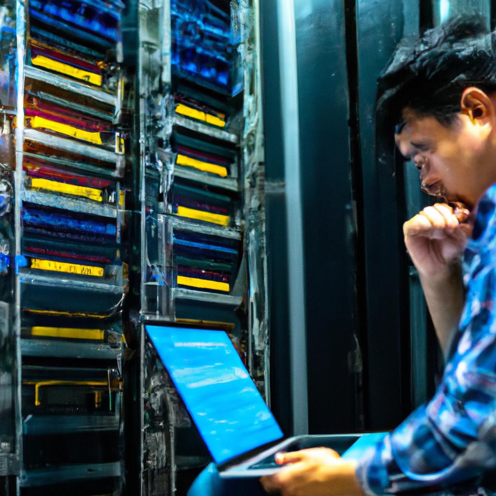 The network engineer utilizes data center management software to monitor and optimize server performance.