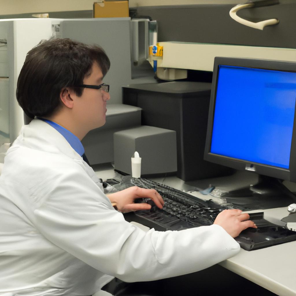 Diligent researcher ensuring accurate data entry for clinical trial data management.
